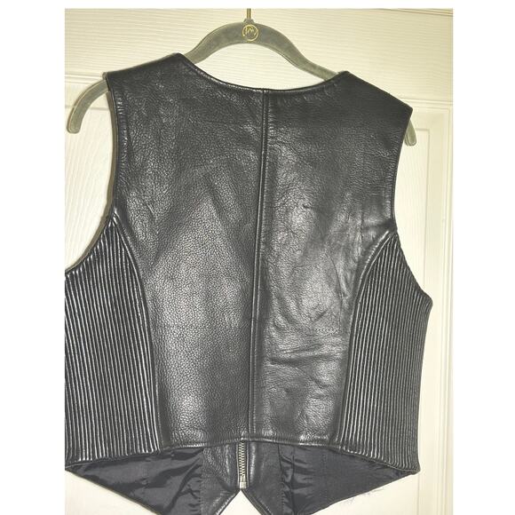 XPERT Performance Gear Genuine Leather Black Motorcycle Vest Womens Large/Medium - Picture 3 of 5